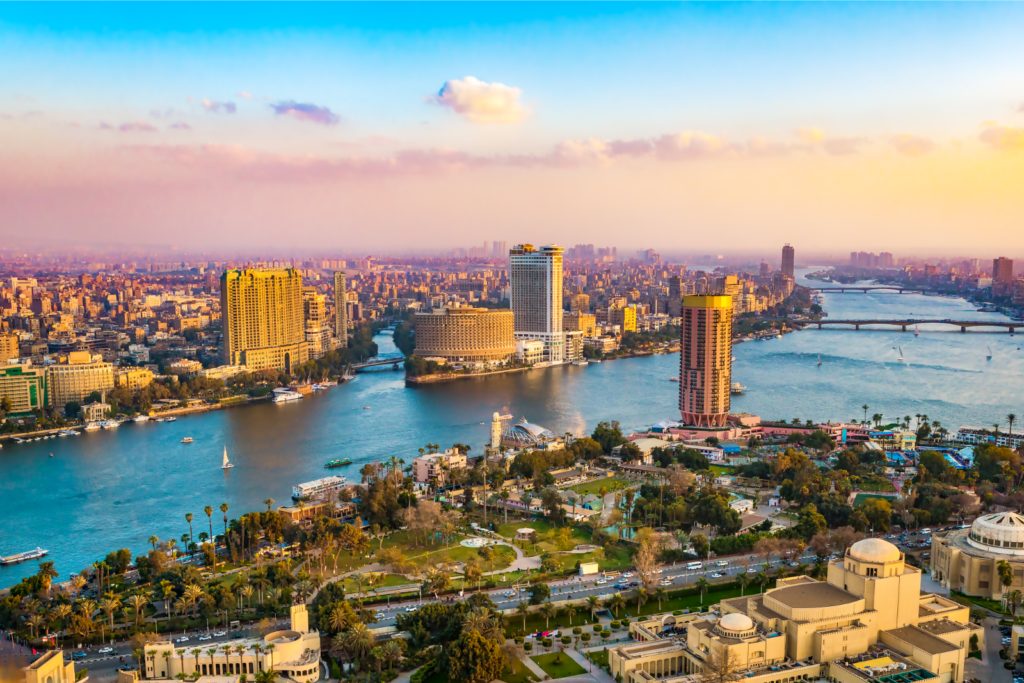 The Nile and the Cairo skyline from above