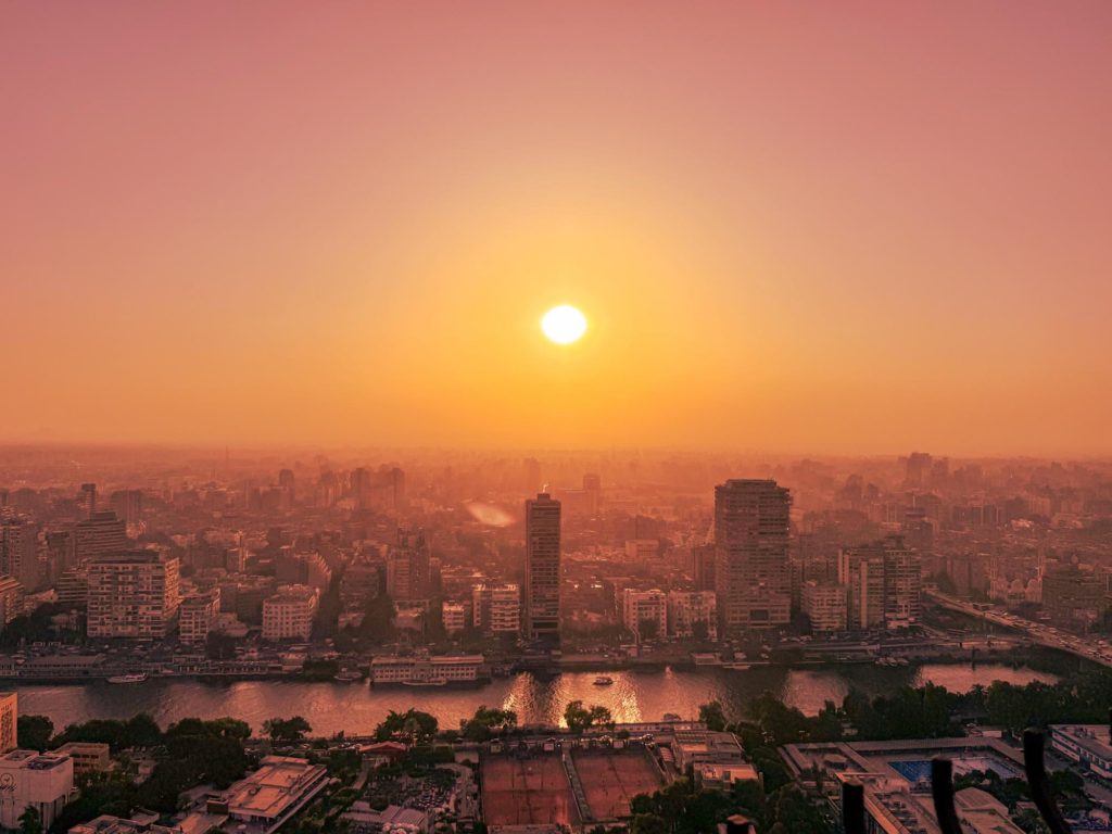 Sunset over the rooftops of Cairo